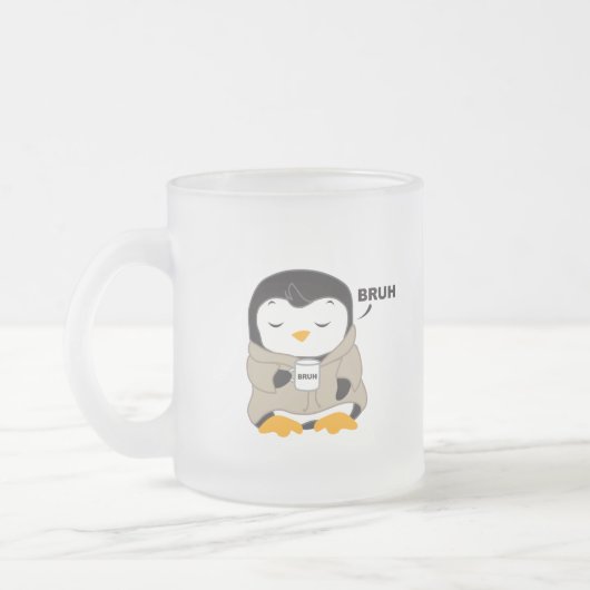 Bruh Penguin - Tipsy Matglas Koffiemok (Links)
