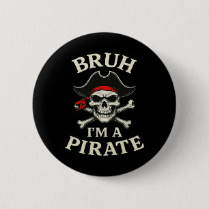 Bruh Pirate Lazy Skull Bandana Kostuum Doe alsof i Ronde Button 5,7 Cm