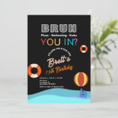 Bruh Pool Party Anniversaire Invitation (Debout devant)