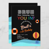 Bruh Pool Party Anniversaire Invitation (Devant / Derrière)