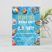 Bruh Pool Party Anniversaire Invitation | Garçon é (Debout devant)