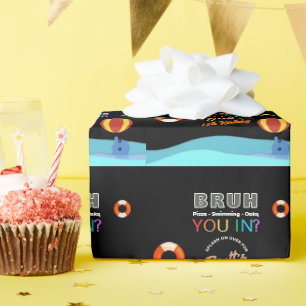 Bruh Pool Party Verjaardag  Cadeaupapier