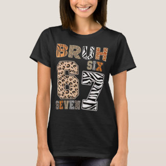Bruh Six Seven 67 Meme Tee Wild Animal Print Kids  T-shirt