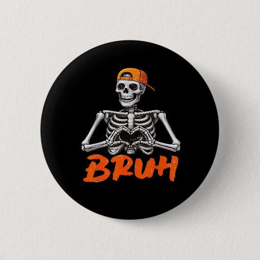 Bruh Skeleton Hand Hart Halloween Kostuums Mannen Ronde Button 5,7 Cm (Voorkant)