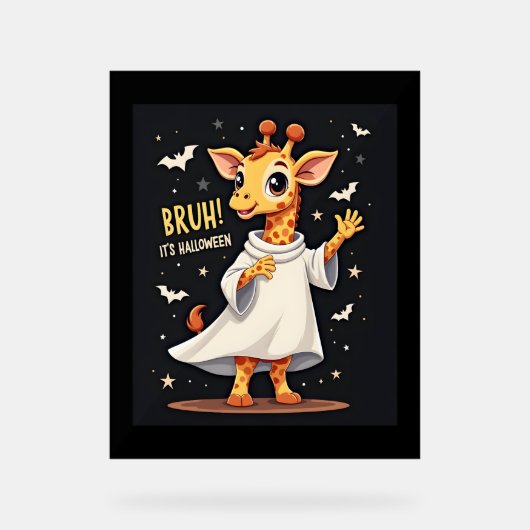 Bruh Son Halloween drôle Dabbing Ghost Giraffe Lon (Recto)