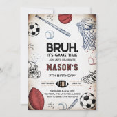 Bruh Sports Birthday Game Time Party Invitation (Devant)