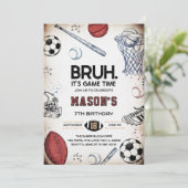 Bruh Sports Birthday Game Time Party Invitation (Debout devant)