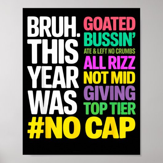 Bruh This Year Was Goated No Cap All Rizz_ Funny G Poster (Voorkant)