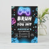 BRUH TU ES DANS ? Invitation d'anniversaire Neon G (Debout devant)