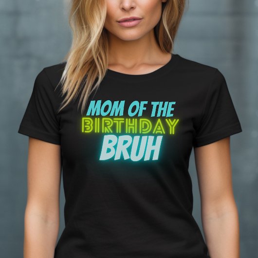 Bruh Verjaardag Ouder Grappig Neon Glow Blauw Groe T-shirt