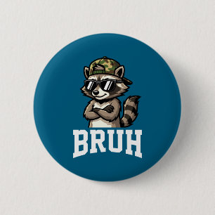 Bruh Wasbeer Camo Hoed Grappig Jongeren Tieners Ki Ronde Button 5,7 Cm