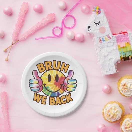 Bruh we terug papieren bordje (Feest)