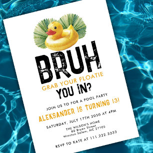 Bruh You In Pool Party Funny Duck Jongens Verjaard Kaart
