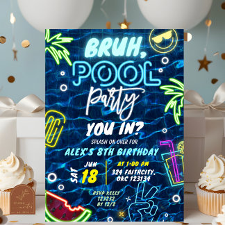 Bruh You In Pool Party Splash Zomerverjaardag Kaart
