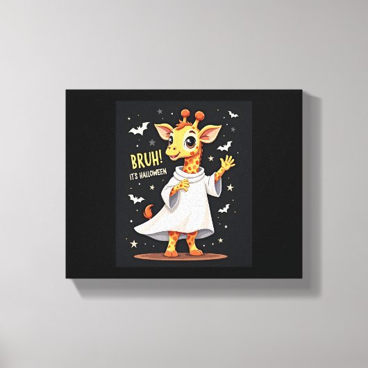 Bruh zijn Halloween Funny Dabbing Ghost Giraffe Lo Canvas Afdruk (Voorkant)