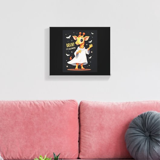 Bruh zijn Halloween Funny Dabbing Ghost Giraffe Lo Canvas Afdruk (Insitu (Woonkamer))