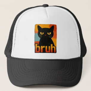 Bruh Zwarte Kat Grappig Retro Vintage Meme  Trucker Pet