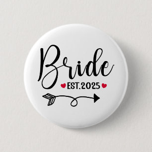 Bruid 2025 Huwelijk Overeenkomst Mevrouw Est 2025 Ronde Button 5,7 Cm