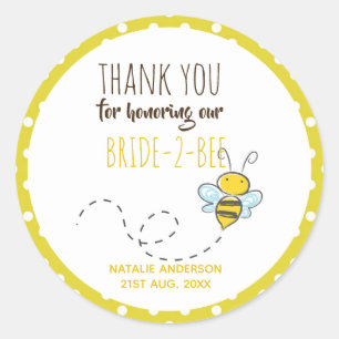 Bruid 2 BEE Schattig Geel Stippen Bruiloft Feest Ronde Sticker