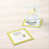 Bruid 2 Worden Cute Gele Trouw- of Bruidsjurk Vierkante Kartonnen Onderzetter (Insitu)