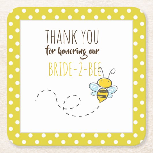 Bruid 2 Worden Cute Gele Trouw- of Bruidsjurk Vierkante Kartonnen Onderzetter (Voorkant)