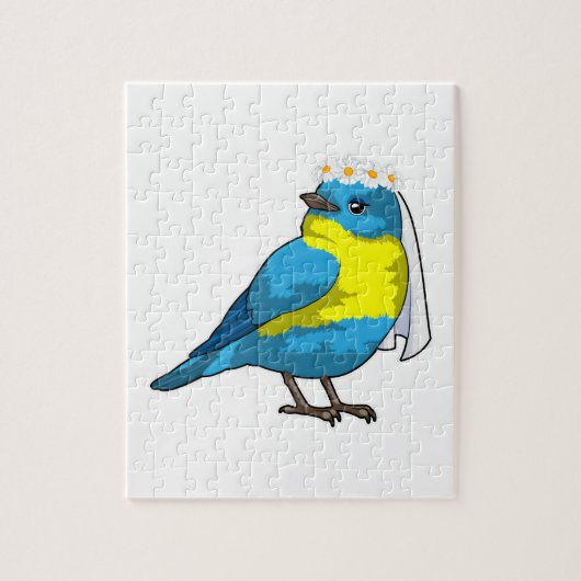 Bruid als vogel met bloemenkrans legpuzzel (Verticaal)