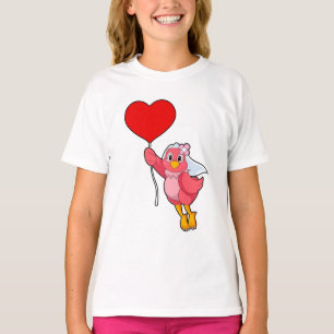 Bruid als vogel met sluier & hartballon t-shirt
