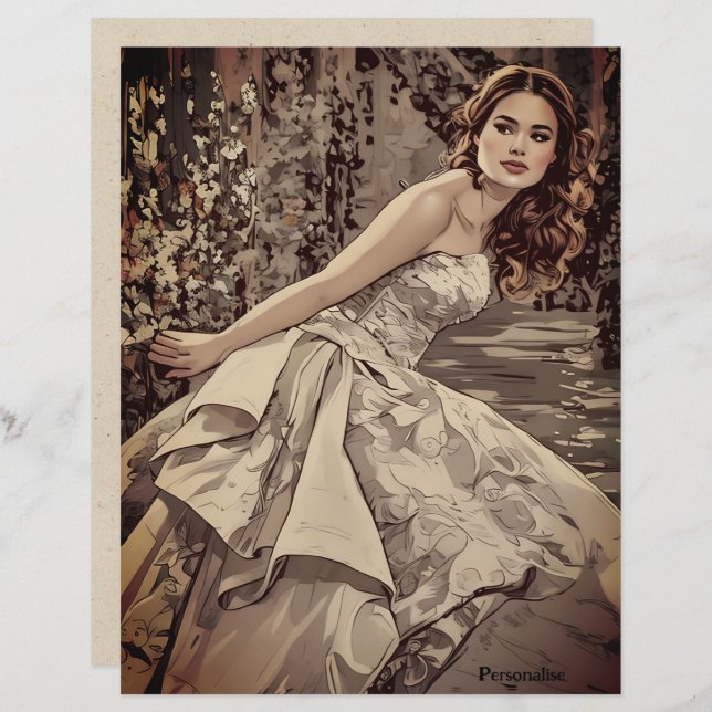  bruid Bloemen  Scrapbook Papier (Voorkant / Achterkant)