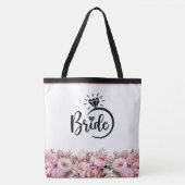 Bruid Bloemenpioenen Print Canvas tas (Voorkant)