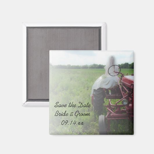 Bruid Boerderij Tractor Land Bruiloft Save the Dat Magneet (Voorkant / Achterkant)