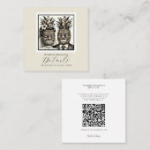 Bruid & bruidegom Aloha Ananas Tiki Bruiloft Detai Vierkante Visitekaartje (Voorkant / Achterkant)
