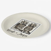 Bruid & bruidegom Aloha Ananas Tiki Bruiloft Papieren Bordje (Gekanteld)