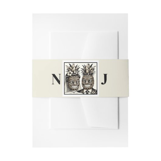 Bruid & bruidegom Aloha Ananas Tiki Bruiloft Uitnodigingen Wikkel (Voorkant Voorbeeld)