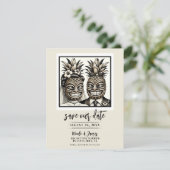 Bruid & bruidegom Aloha Ananas Tiki Save the Date Kaart (Staand voorkant)