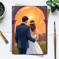 Bruid & Bruidegom Aquarel Trouwen Gelukkig Tot In 