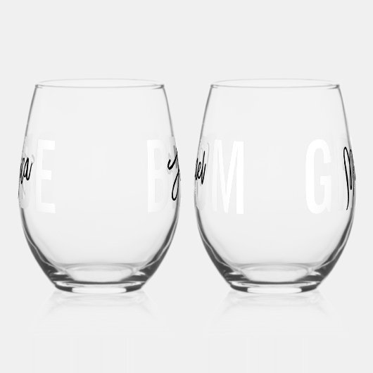 Bruid bruidegom Borstel Script Modern Wijnglas Zonder Voet (Links)
