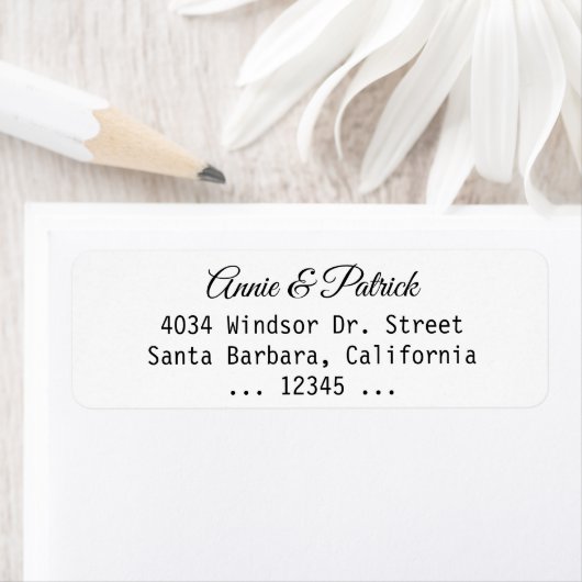 bruid & bruidegom bruiloft wit retour adres etiket (Insitu)