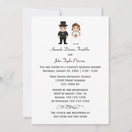 Bruid & bruidegom - Couple's Shower Uitnodiging (Voorkant)