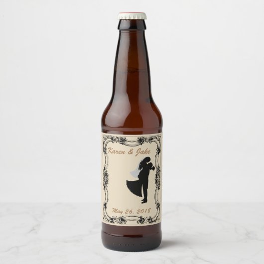 Bruid & bruidegom Custom Bier Fles Label Etiket (Voorkant)