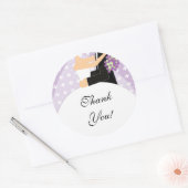 Bruid & bruidegom Dank u Sticker Floral Paarse (Envelop)