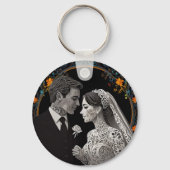 Bruid & bruidegom delicate klassieke sleutelhanger (Achterkant)