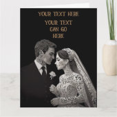 Bruid & bruidegom Delicate Wit op Zwart Kaart (Voorkant)