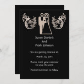 bruid bruidegom duiven zwart bruiloft opslaan van  kaart (Voorkant / Achterkant)