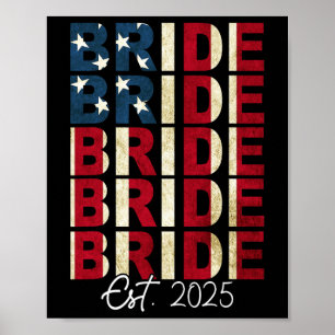 Bruid Bruidegom Geschat 2025 VS Vlag Net Getrouwd Poster