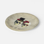 Bruid & Bruidegom Gothic Skulls Wedding Papieren Bordje (Gekanteld)