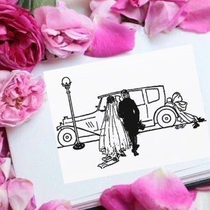 Bruid & Bruidegom Huwelijk Jaren 20  Briefkaart