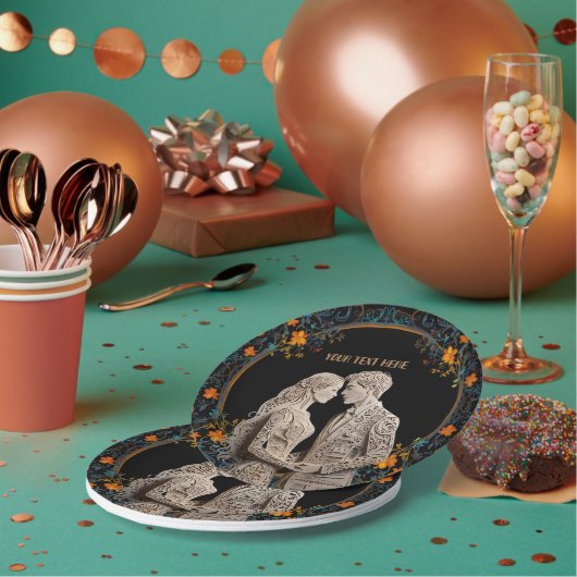 Bruid & Bruidegom Huwelijk Persoonlijk Papieren Bordje (Multi)