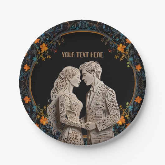 Bruid & Bruidegom Huwelijk Persoonlijk Papieren Bordje (Voorkant)