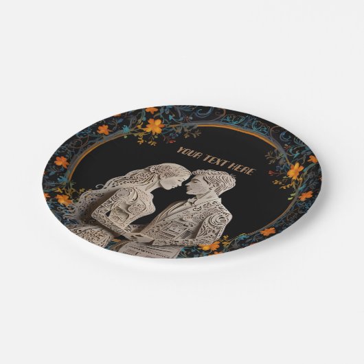 Bruid & Bruidegom Huwelijk Persoonlijk Papieren Bordje (Gekanteld)