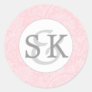 Bruid bruidegom initialen monogram envelop seal ro ronde sticker
